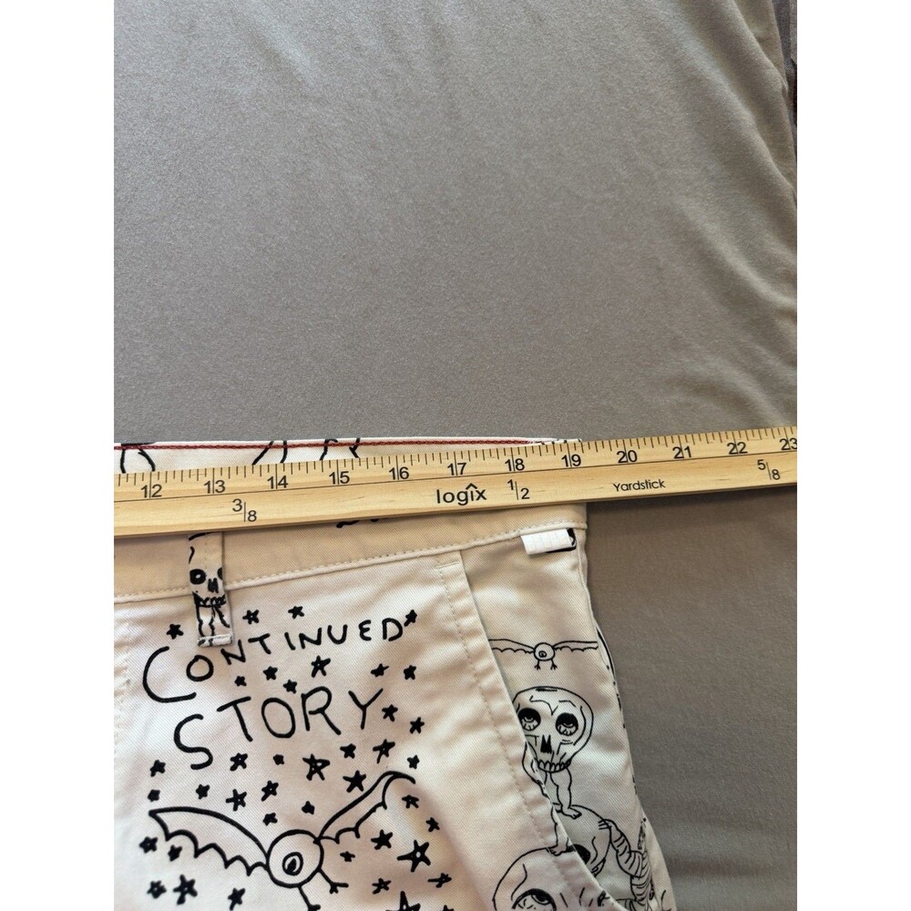 Vans Daniel Johnston Chino Pants Mens 36x31.5 Off White Graphic Loose Fit Skate - Picture 4 of 12